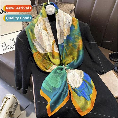 Spring Autumn  thin simulation silk flowers lotus silk scarf