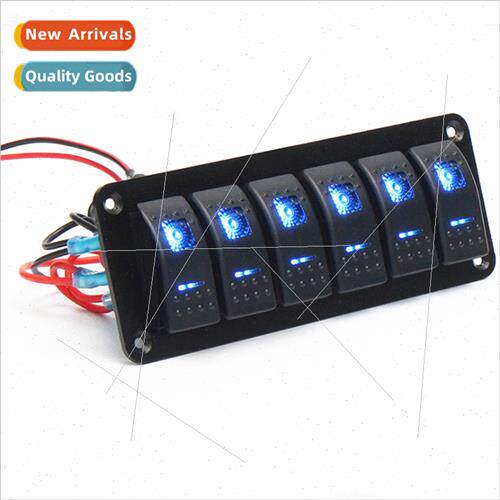 Car Modification 6Gang Aluminum Rocker Switch Panel 5Pin Boa