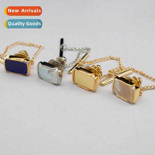 Men Decorative Tie Buckle Copper Shirt Collar Pin Chain Part