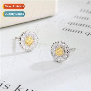 s925 silver needle anti-allergy small wrinkled chrysanthemum