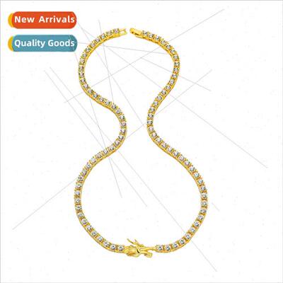 Europe hip-hop men single row diamond alloy necklace rhinest