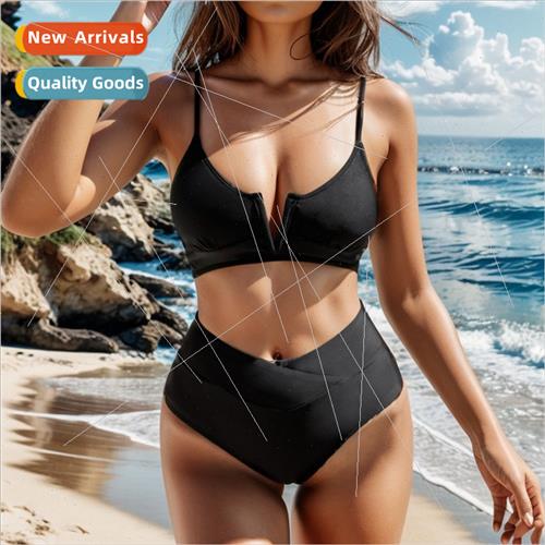 2024 New iEurope Solid Color V-Neck Backless Sexy Bikini Spl