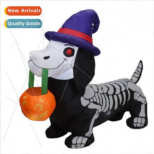1.5 meters high Halloween skeleton wiener dog built-in LED l