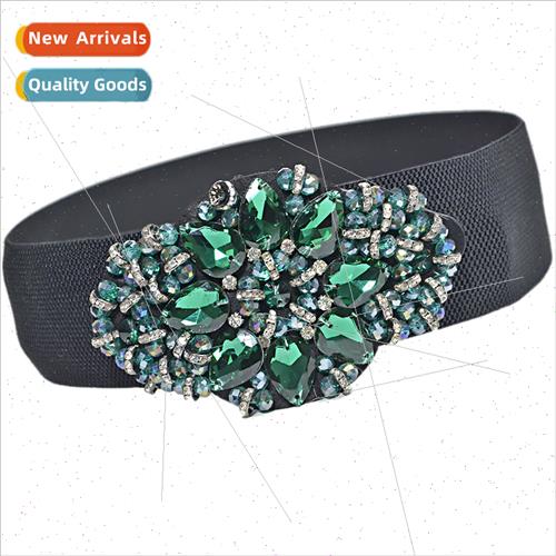 Ladies Colorful Rhinestone Embellished Wide Belt Womens Swee