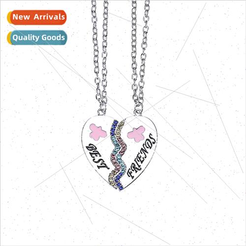 Europe new good friends double splicing rhinestone heart nec