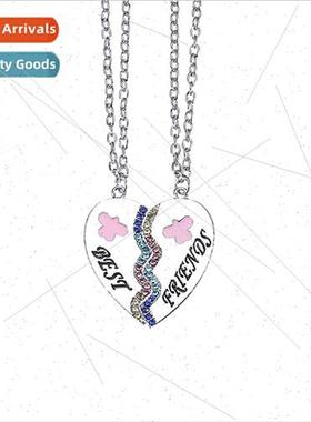 Europe new good friends double splicing rhinestone heart nec