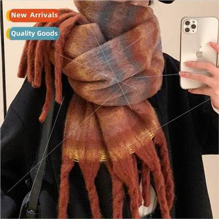 Korean  striped scarf winter girls senior sense pull wool co