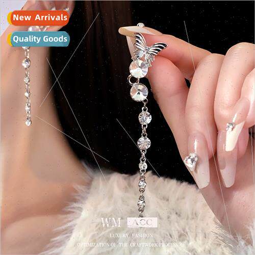 lver pin wh diamond butterfly tassel onepcs ear clips metal