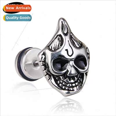 Tanium steel retro skull punk hip-hop rock hipster earrings
