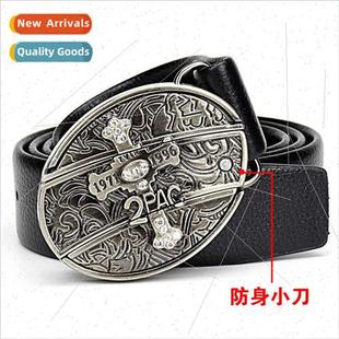 Belt men leather belt knife punk permance nd bar nightclub b