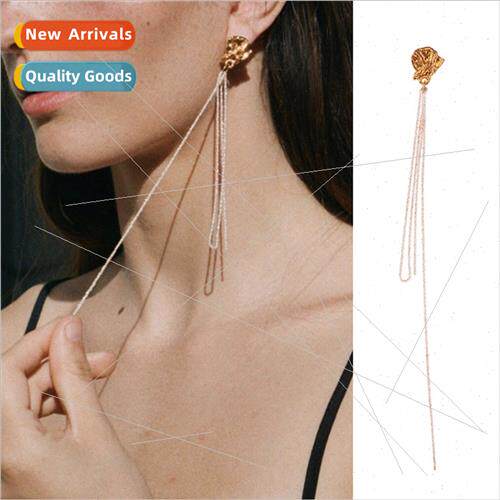 Europe retro chain tassel long earrings snowflake chain new