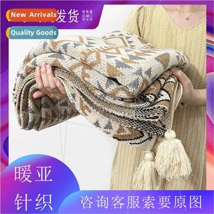 bohemian tapestry acrylic mple blanket wool nap winter knted
