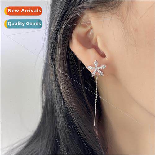 Super flash zirconia flower tassel earrings star diamond ear