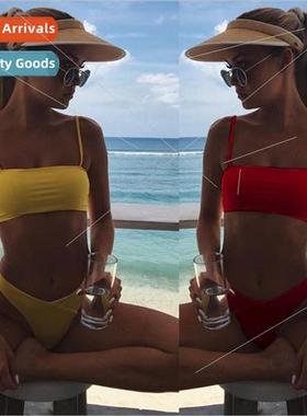 2 Color Solid Color Sheath Sexy Bikini i Separate Swimsu 201