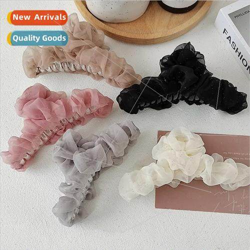 new high-end large mesh pleated scrunchies female hair clips