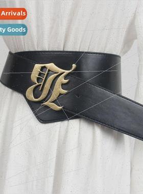 Europe runway punk metal Latin letters decorative belt Moder