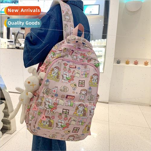 2023 schoolbag female new Japan ins graffi wind shoulder bag