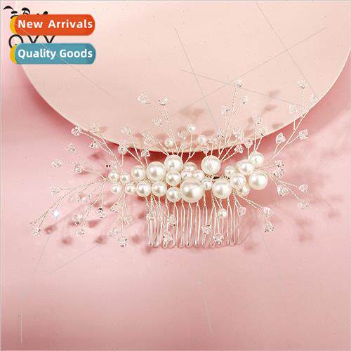 Korea bride insert comb handmade pearl crystal hair comb fai