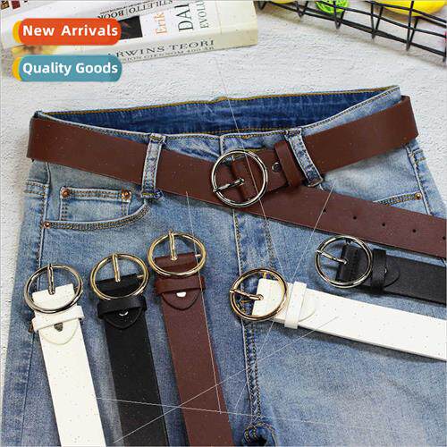 Round Buckle Belt Women Wide mple Peplum Korean Casual Circl