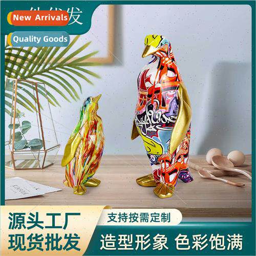 Resin penguin ornaments home accessories office decorations