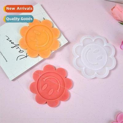 Korea new smiley face sunflower coasters silicone mould deco