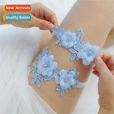 LW63 Sky Blue Bridal Garter Rhinestones Europe Western Weddi