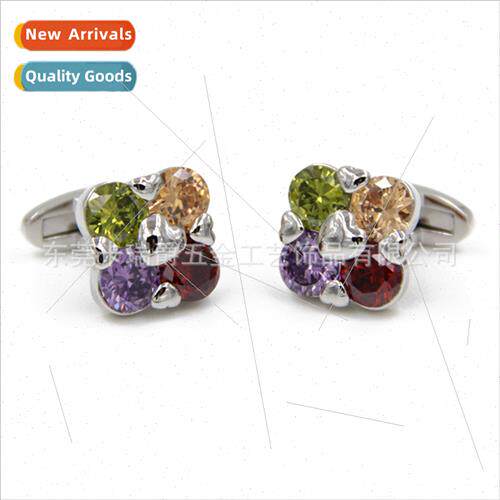 High-grade crystal cufflinks multi-color crystal petal shape