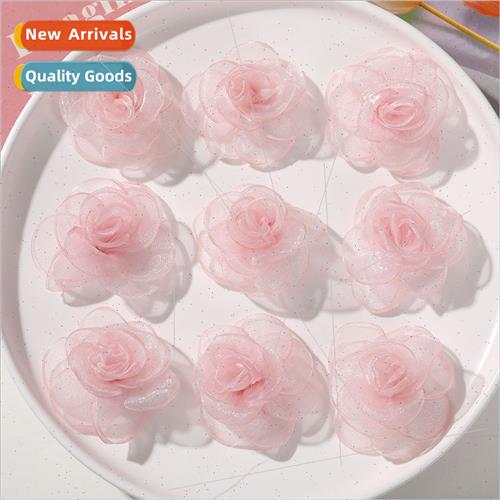 Sweet gentle wind burn edge snow gauze rose diy handmade wea