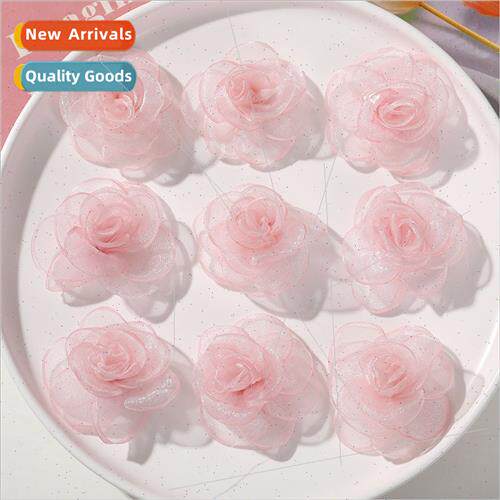 Sweet gentle wind burn edge snow gauze rose diy handmade wea