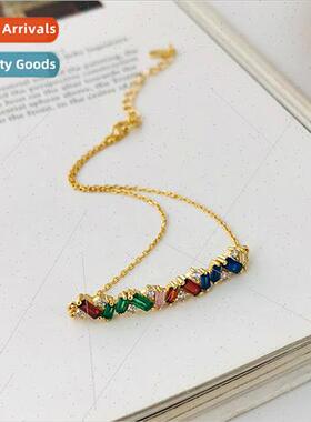 s925 silver colored stone bracelet women niche wave curve se