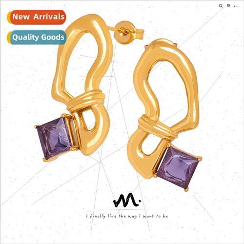 Europe new line creative shaped inlaid zirconia earrings win