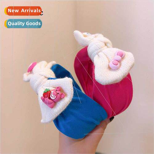Autumn winter wool knted cartoon girl cute Yuanqi bow hairpi