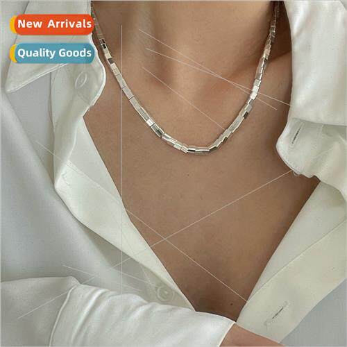 Super Shiny Glossy Square Tube Necklace Women Bamboo INS mpl