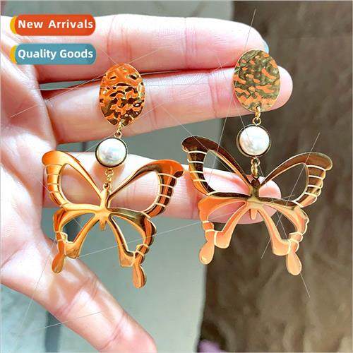 Europe French elegant delicate stainless steel earrings open