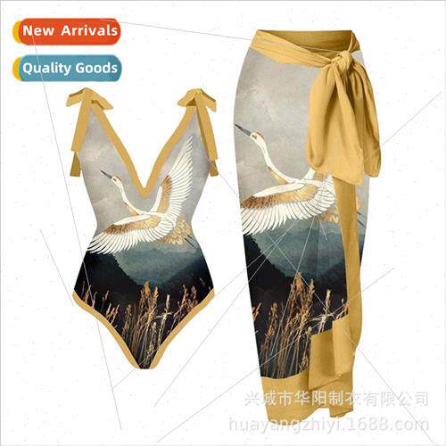2023 Europe new one-piece swimsu women tight thin retro stra