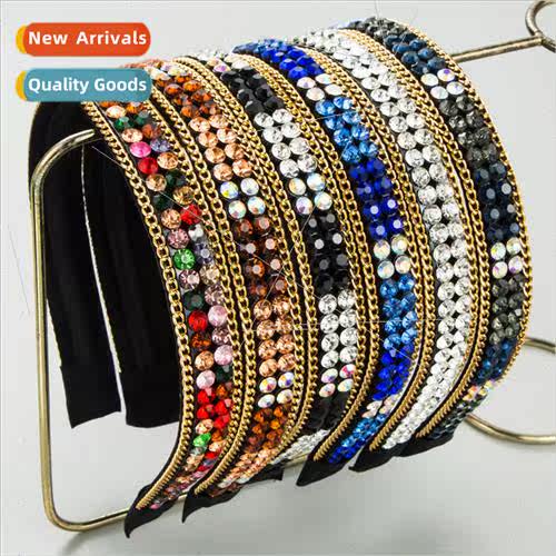 Korean new simple colorful rhinestone thin edge hair band el