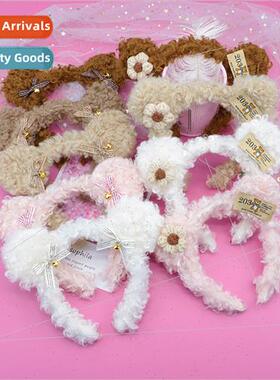 2022 Plush bear bell hair band lamb wool bear ears bow headb