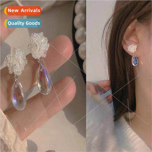 S925 silver needle 2022 new water drop flower earrings ear j
