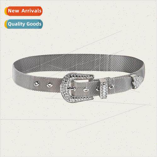 New diamonds buckle silver metal punk belt casual women fash