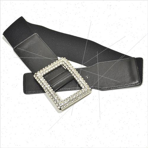 Europe Women Wide Belt Fashion Rhinestone Embellished Decora