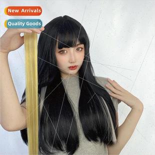 Long colored wig piece female fashion hanging ear dyeing one