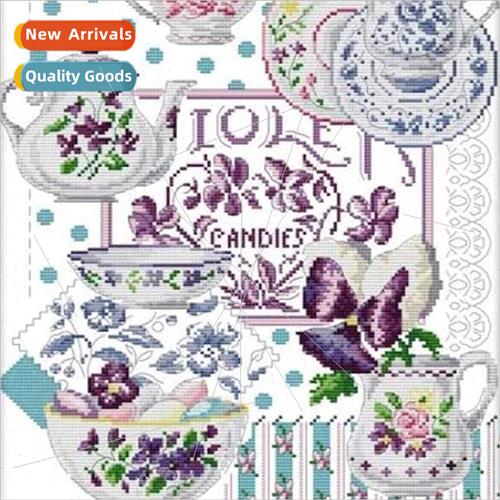 HEmbroidery New DIY Tea Set Teacup Full Embroidery mple Thre