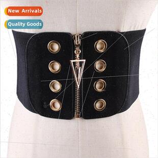 Korea Hundreds hollow air eye zipper elastic waist seal deco