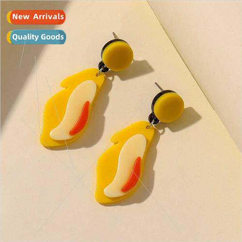 Europe new acrylic color clash earrings fashion irregular pa