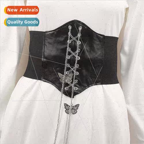 sense elastic waistband female chain bow decoration hundred