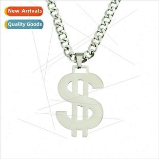 steel stainless dollar sign neck Personalized pendant glossy