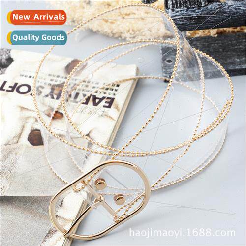 New simple transparent PVC oval gold metal buckle transparen