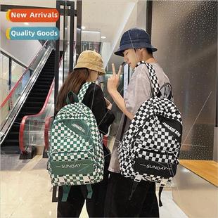 ins schoolbag Korea Japan shoulder Checkerboard niche plaid