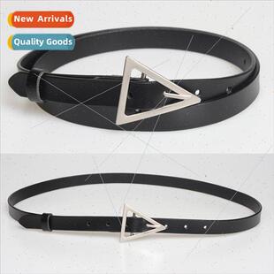 triangle thin buckle simple pin delicate leather new belt