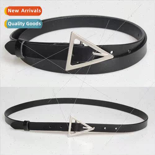 new -simple delicate triangle thin belt leather pin buckle n